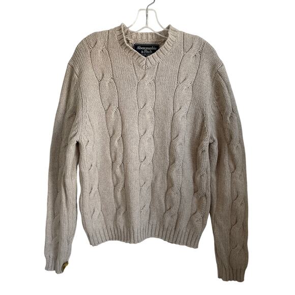 Abercrombie & Fitch Other - Abercrombie & Fitch Sweater Lambswool Cotton Sz XL Cable Knit V-Neck Fisherman